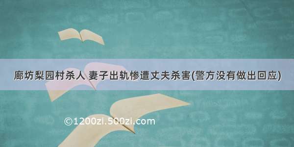 廊坊梨园村杀人 妻子出轨惨遭丈夫杀害(警方没有做出回应)