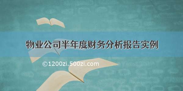 物业公司半年度财务分析报告实例