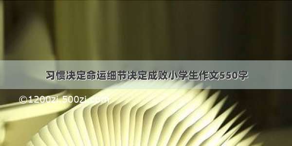 习惯决定命运细节决定成败小学生作文550字