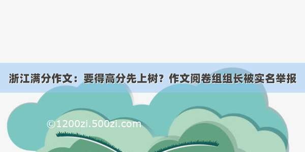 浙江满分作文：要得高分先上树？作文阅卷组组长被实名举报