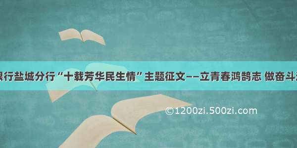 民生银行盐城分行“十载芳华民生情”主题征文——立青春鸿鹄志 做奋斗追梦人