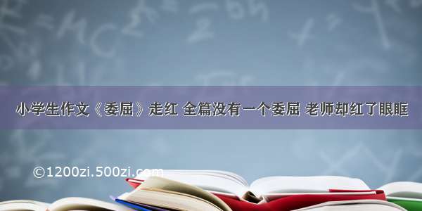 小学生作文《委屈》走红 全篇没有一个委屈 老师却红了眼眶