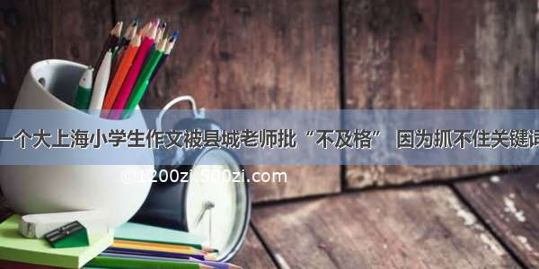 一个大上海小学生作文被县城老师批“不及格” 因为抓不住关键词