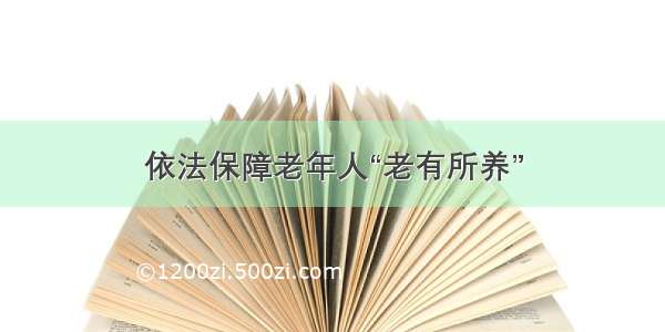 依法保障老年人“老有所养”