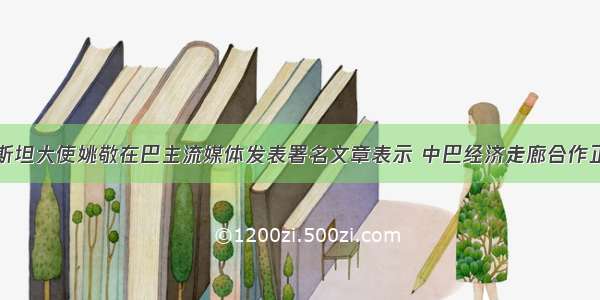 中国驻巴基斯坦大使姚敬在巴主流媒体发表署名文章表示 中巴经济走廊合作正在进入充实