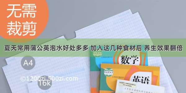 夏天常用蒲公英泡水好处多多 加入这几种食材后 养生效果翻倍