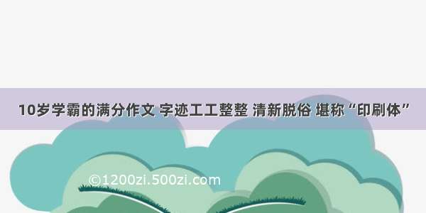 10岁学霸的满分作文 字迹工工整整 清新脱俗 堪称“印刷体”