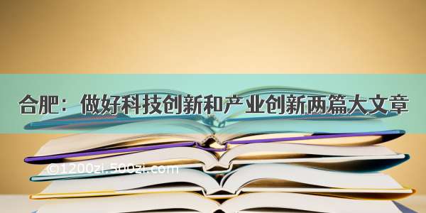 合肥：做好科技创新和产业创新两篇大文章