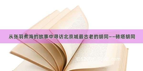 从张羽煮海的故事中寻访北京城最古老的胡同——砖塔胡同