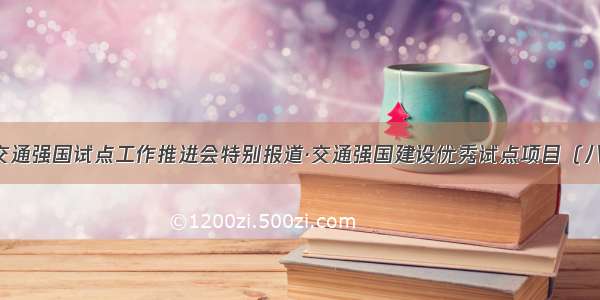 交通强国试点工作推进会特别报道·交通强国建设优秀试点项目（八）