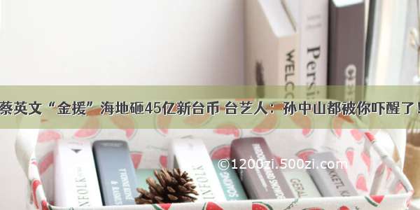 蔡英文“金援”海地砸45亿新台币 台艺人：孙中山都被你吓醒了！