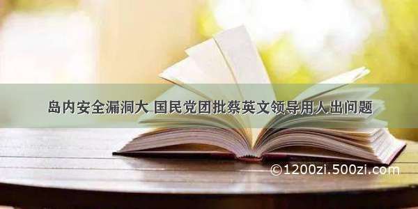 岛内安全漏洞大 国民党团批蔡英文领导用人出问题