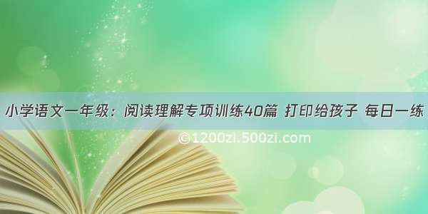 小学语文一年级：阅读理解专项训练40篇 打印给孩子 每日一练