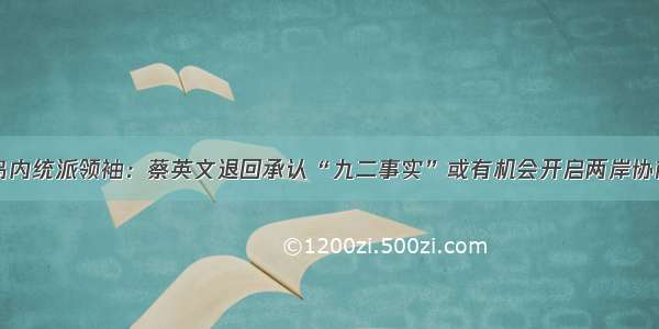 岛内统派领袖：蔡英文退回承认“九二事实”或有机会开启两岸协商