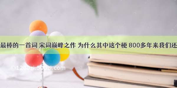 辛弃疾最棒的一首词 宋词巅峰之作 为什么其中这个梗 800多年来我们还没吃透