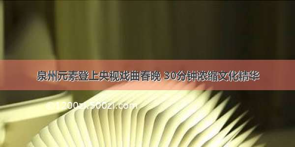 泉州元素登上央视戏曲春晚 30分钟浓缩文化精华