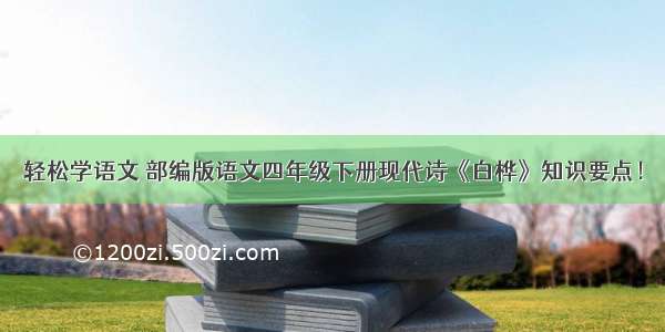 轻松学语文 部编版语文四年级下册现代诗《白桦》知识要点！