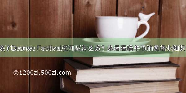 除了Duanwu Festival还可以怎么说？来看看端午节的英语小知识！