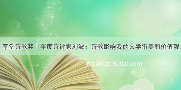 草堂诗歌奖│年度诗评家刘波：诗歌影响我的文学审美和价值观