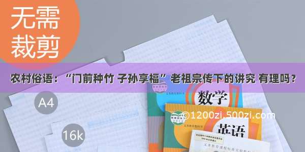 农村俗语：“门前种竹 子孙享福” 老祖宗传下的讲究 有理吗？