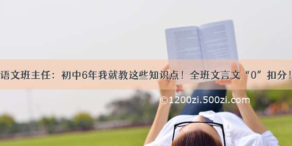 语文班主任：初中6年我就教这些知识点！全班文言文“0”扣分！