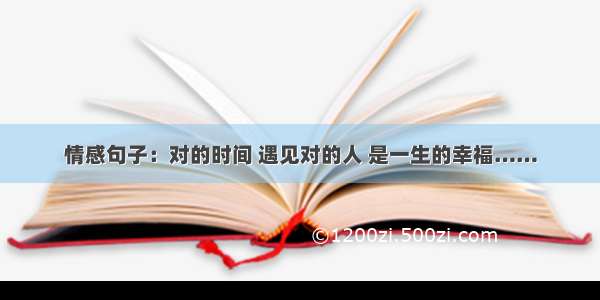 情感句子：对的时间 遇见对的人 是一生的幸福……