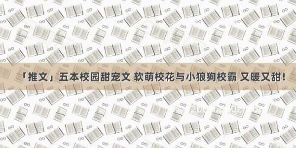 「推文」五本校园甜宠文 软萌校花与小狼狗校霸 又暖又甜！