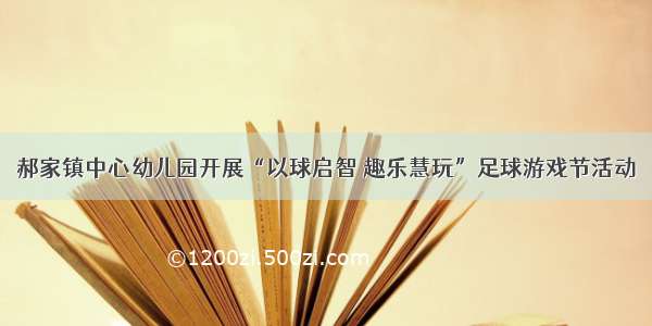 郝家镇中心幼儿园开展“以球启智 趣乐慧玩”足球游戏节活动