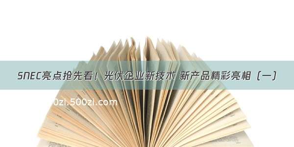 SNEC亮点抢先看！光伏企业新技术 新产品精彩亮相（一）