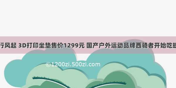 骑行风起 3D打印坐垫售价1299元 国产户外运动品牌西骑者开始吃螃蟹