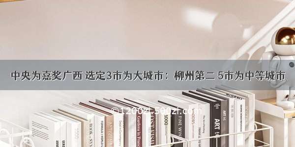 中央为嘉奖广西 选定3市为大城市：柳州第二 5市为中等城市