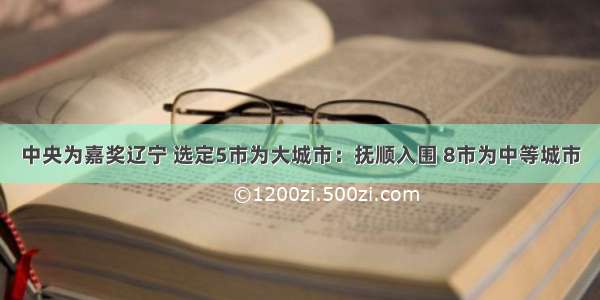 中央为嘉奖辽宁 选定5市为大城市：抚顺入围 8市为中等城市