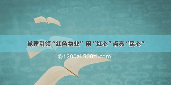 党建引领“红色物业” 用“红心”点亮“民心”