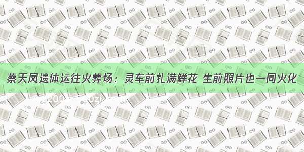 蔡天凤遗体运往火葬场：灵车前扎满鲜花 生前照片也一同火化