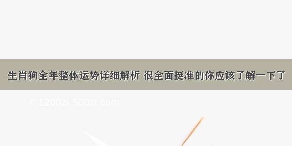 生肖狗全年整体运势详细解析 很全面挺准的你应该了解一下了