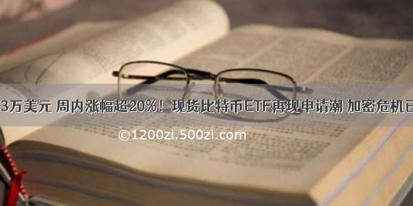 比特币突破3万美元 周内涨幅超20%！现货比特币ETF再现申请潮 加密危机已成过去式？