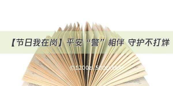 【节日我在岗】平安“警”相伴 守护不打烊