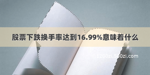 股票下跌换手率达到16.99%意味着什么