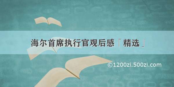 海尔首席执行官观后感「精选」