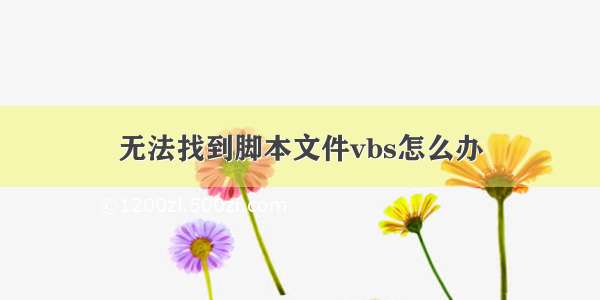 无法找到脚本文件vbs怎么办