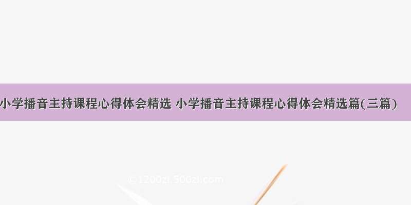 小学播音主持课程心得体会精选 小学播音主持课程心得体会精选篇(三篇)