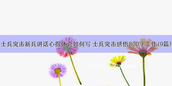 士兵突击新兵讲话心得体会如何写 士兵突击感悟800字工作(9篇)