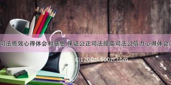 提升司法质效心得体会和感想 保证公正司法提高司法公信力心得体会(3篇)