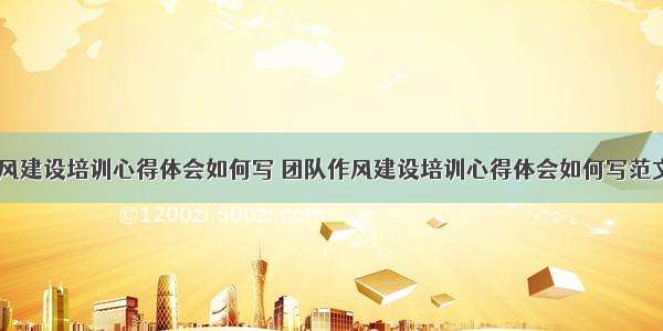 团队作风建设培训心得体会如何写 团队作风建设培训心得体会如何写范文(四篇)