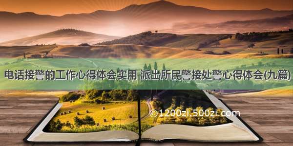 电话接警的工作心得体会实用 派出所民警接处警心得体会(九篇)