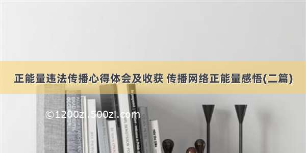 正能量违法传播心得体会及收获 传播网络正能量感悟(二篇)