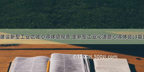 建设新型工业之城心得体会报告 走新型工业化道路心得体会(3篇)