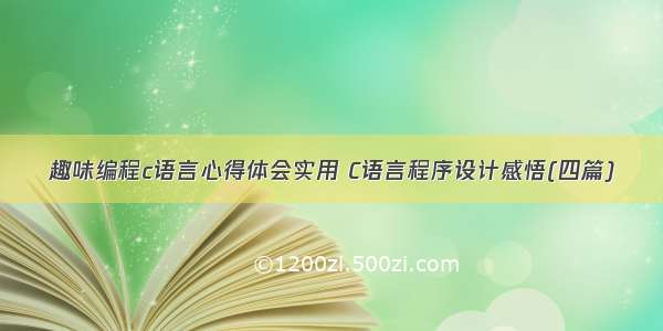 趣味编程c语言心得体会实用 C语言程序设计感悟(四篇)