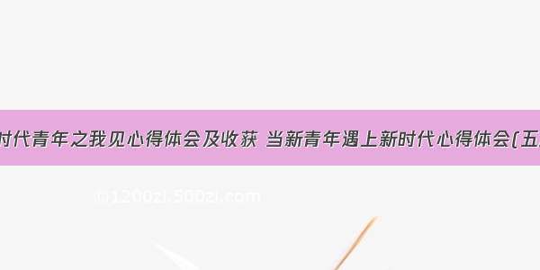 新时代青年之我见心得体会及收获 当新青年遇上新时代心得体会(五篇)