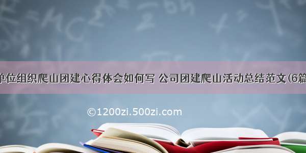 单位组织爬山团建心得体会如何写 公司团建爬山活动总结范文(6篇)